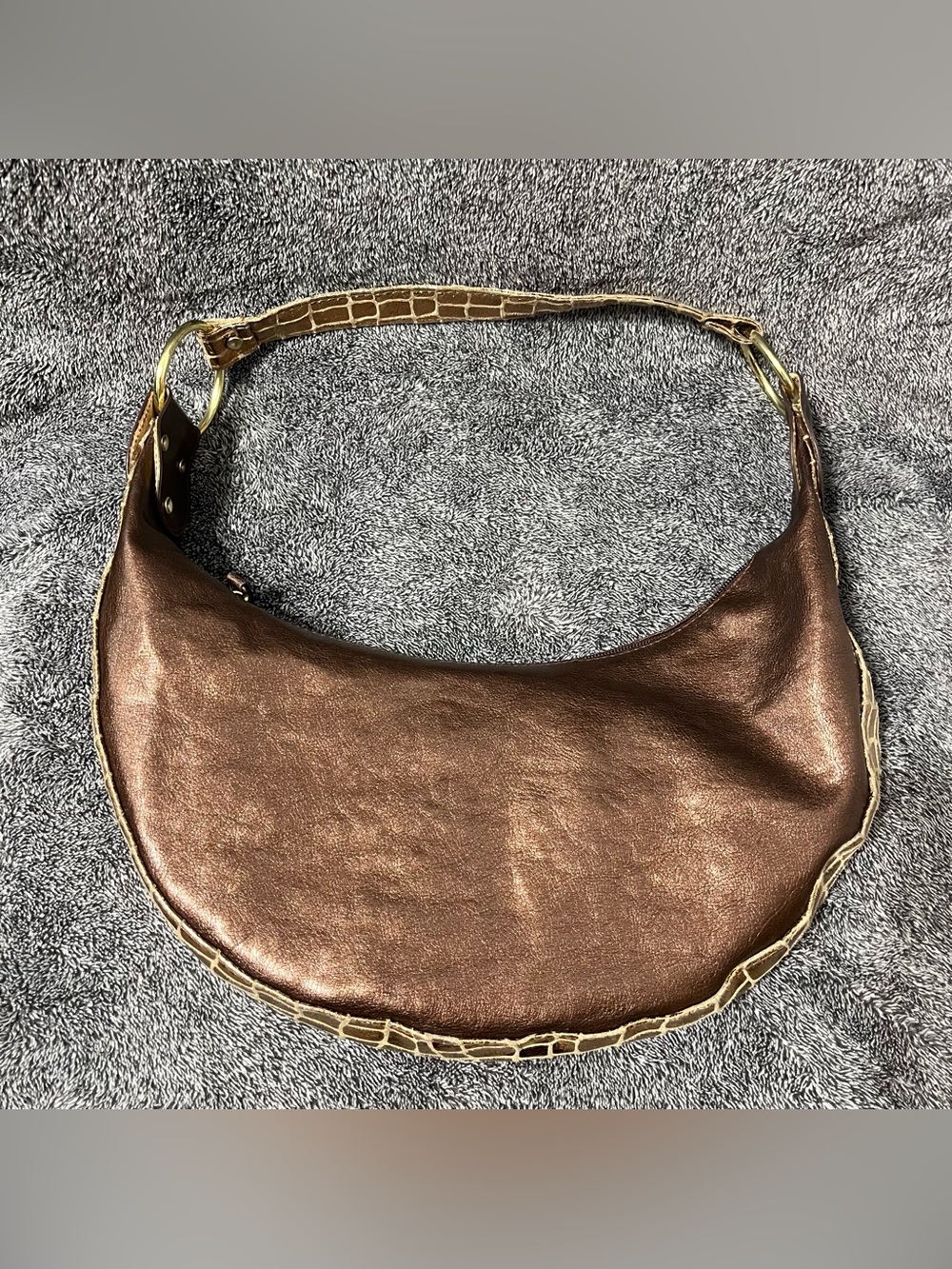 Apt. 9 Brown Metallic bronze Hobo y2k crescent Shoulder Bag